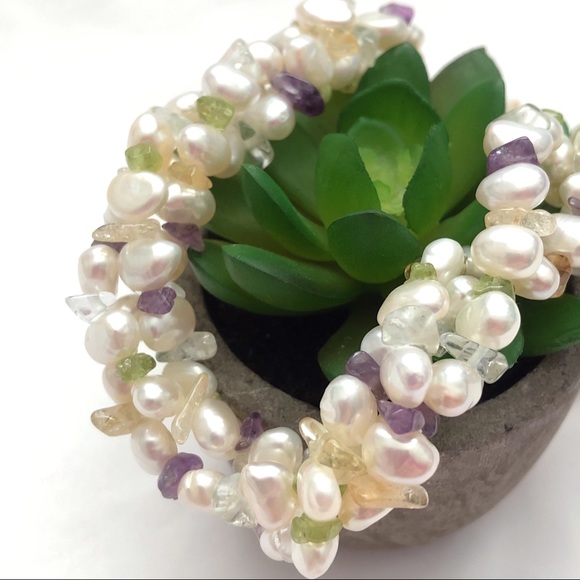 Ross-Simons 14kt Gold Cultured Pearl Gemstone Torsade Necklace - Picture 14 of 16